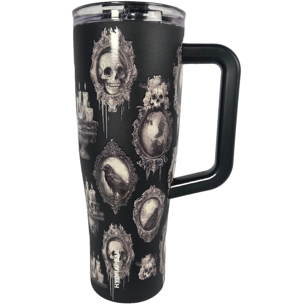 HydraPeak Voyager II 32 oz Tumbler Raven Skull Gothic Halloween Artisan Black